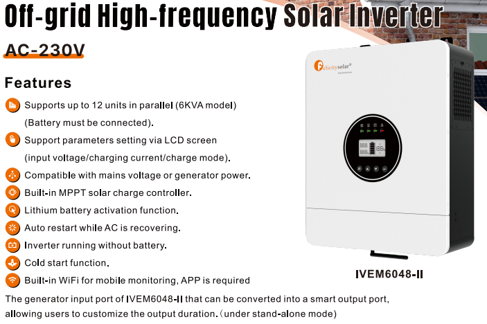 6kw felicity Solar inverter with smart port