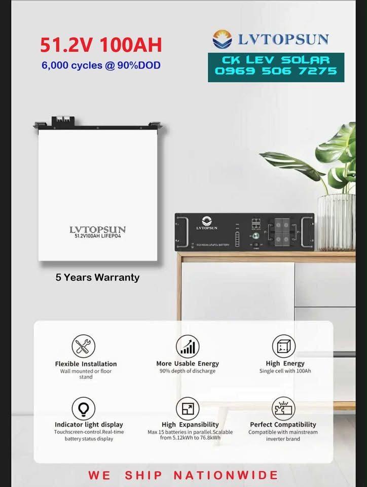 51.2v  100ah LV topsun  5.12kwh wifi    LV-512100Ns